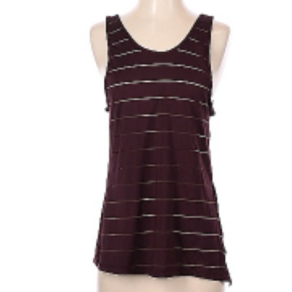 Athleta Striped Burgundy Activewear Tank Top